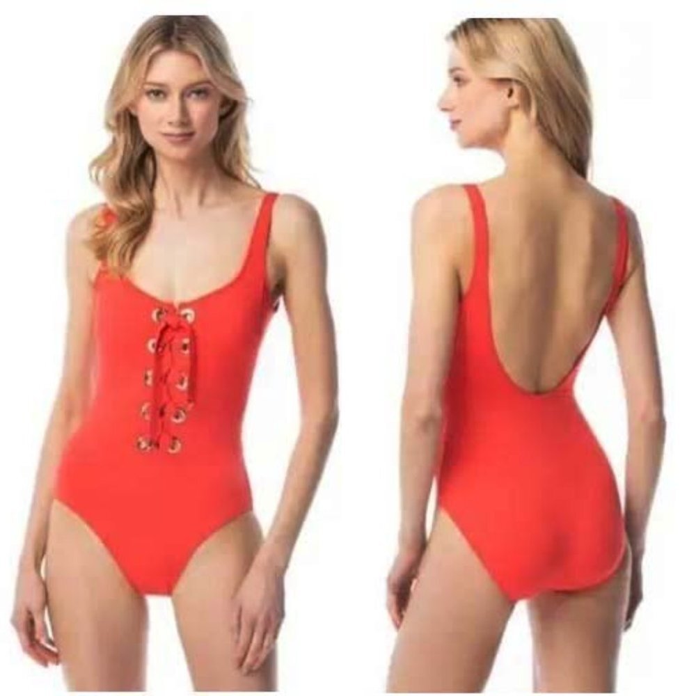 NWT Michael Kors Black Lace One Piece Swimsuit Size 6